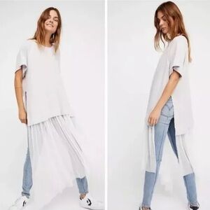 Free People Dance With Me Tee Lilac Thermal Waffle Knit Short Sleeve Top Small